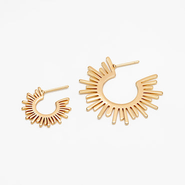 10pcs Gold/ Silver Tone Sun Round Earrings 20/35mm, Gold/ Rhodium plated Brass Sun Jewelry, Sun earrings (#GB-1227)