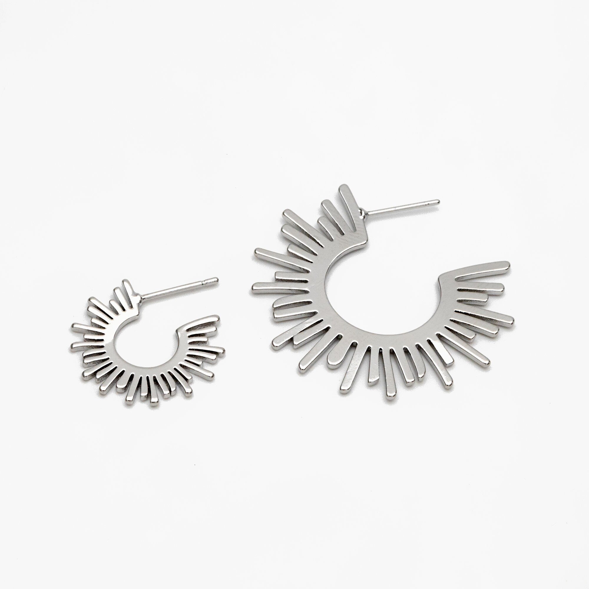 10pcs Gold/ Silver Tone Sun Round Earrings 20/35mm, Gold/ Rhodium plated Brass Sun Jewelry, Sun earrings (#GB-1227)