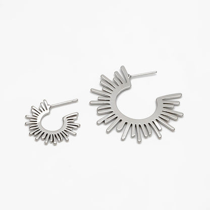 10pcs Gold/ Silver Tone Sun Round Earrings 20/35mm, Gold/ Rhodium plated Brass Sun Jewelry, Sun earrings (#GB-1227)