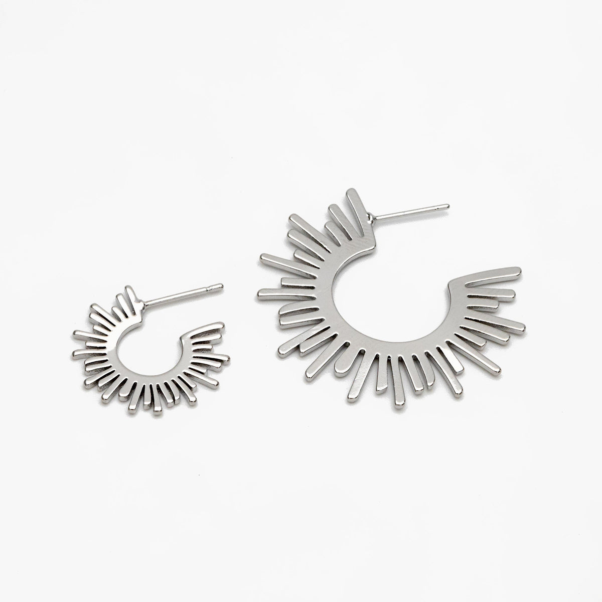 10pcs Gold/ Silver Tone Sun Round Earrings 20/35mm, Gold/ Rhodium plated Brass Sun Jewelry, Sun earrings (#GB-1227)