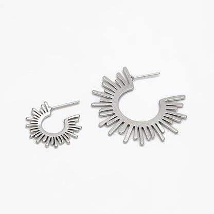 10pcs Gold/ Silver Tone Sun Round Earrings 20/35mm, Gold/ Rhodium plated Brass Sun Jewelry, Sun earrings (#GB-1227)