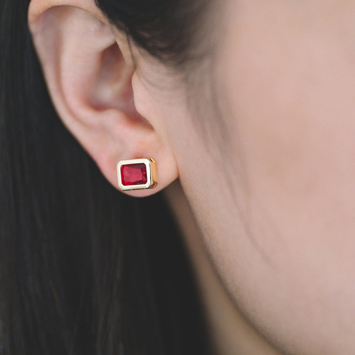 4pcs CZ Pave Rectangle Earring Studs, 18K Gold plated Brass Ear Posts, Geometric Earring Findings (#GB-3852)