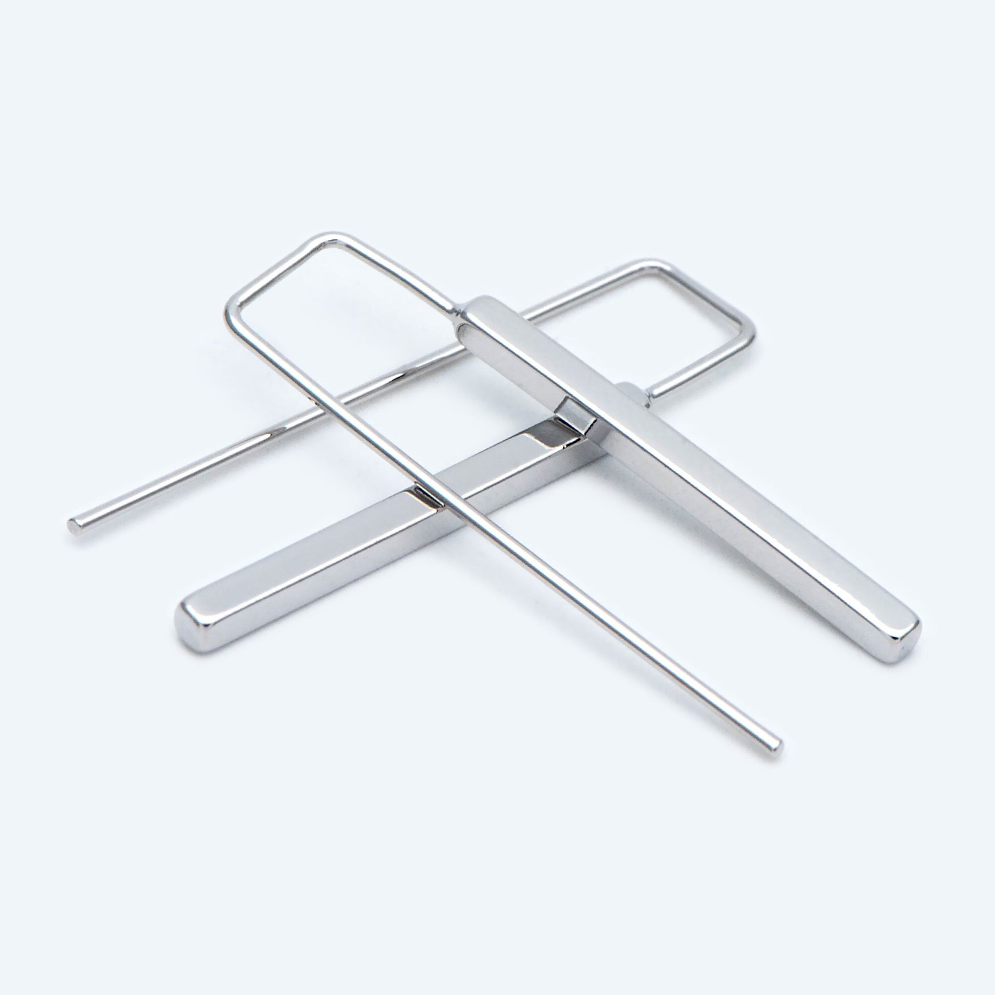 10pcs Gold/ Silver Tone Cube Ear Hooks 34x10mm, Gold/ Rhodium plated Brass Square Bar Earwires, Minimalist Earring Components (GB-2732)