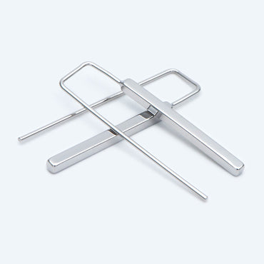 10pcs Gold/ Silver Tone Cube Ear Hooks 34x10mm, Gold/ Rhodium plated Brass Square Bar Earwires, Minimalist Earring Components (GB-2732)