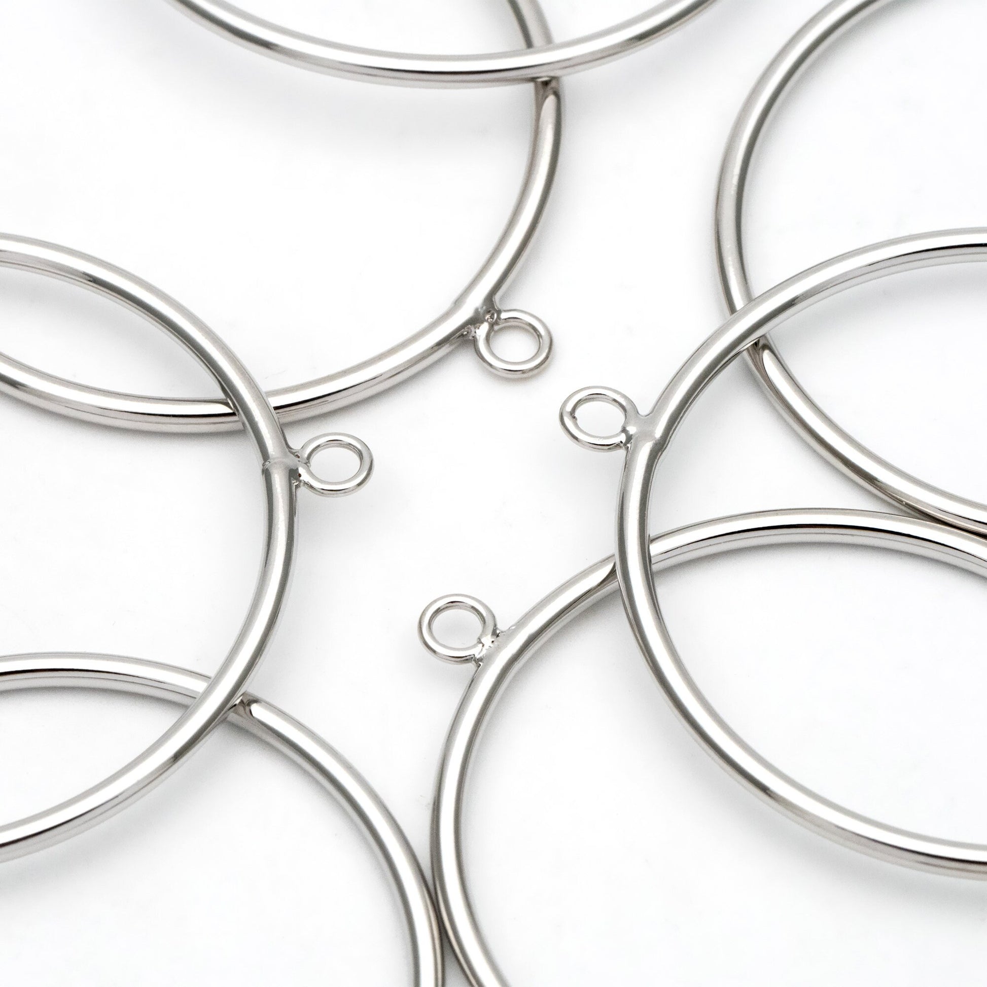 10pcs Gold/ Silver Tone Circle Pendants: 18K Gold/Rhodium Plated Hoop Charms, 40mm (GB-2769)