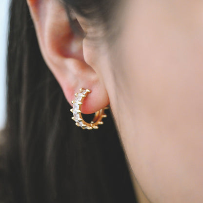 4pcs CZ Pave Spike hoop earrings, spike earrings, Spiky hoops, gothic jewelry, earring hoops (GB-3894-D)