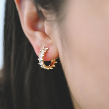 4pcs CZ Pave Spike hoop earrings, spike earrings, Spiky hoops, gothic jewelry, earring hoops (GB-3894-D)