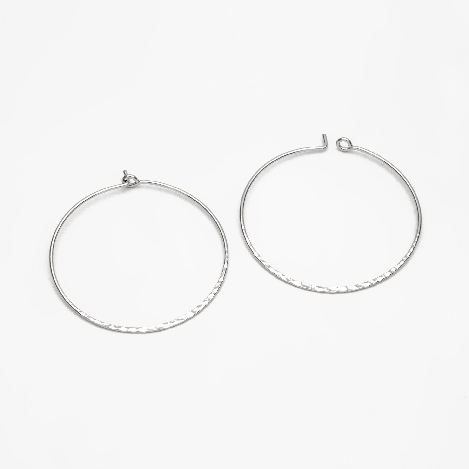 10pcs Gold/ Silver Large Hoop Ear Wire, 43mm, Gold/ Rhodium plated Brass Hoop Earrings, Threader Earring Components (GB-3680)
