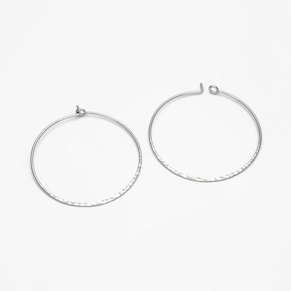 10pcs Gold/ Silver Large Hoop Ear Wire, 43mm, Gold/ Rhodium plated Brass Hoop Earrings, Threader Earring Components (GB-3680)