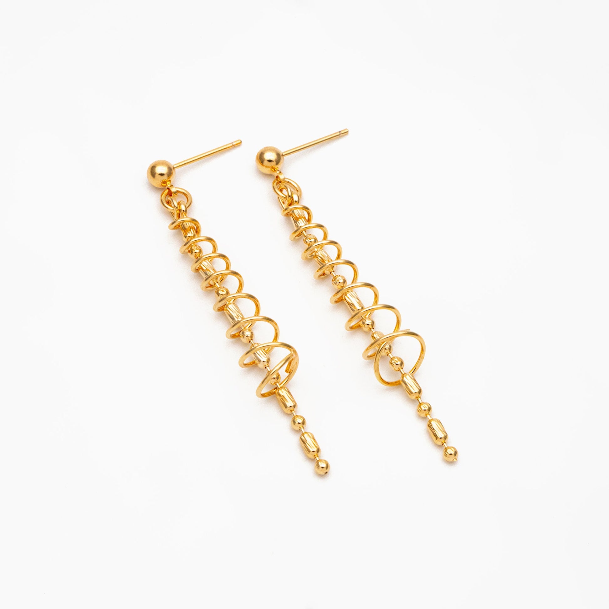 4pcs Gold/ Silver Spiral Chain Tassel Earrings, Tassel Stud Earring, Dangling Earrings, Minimalist Earrings (GB-4306)