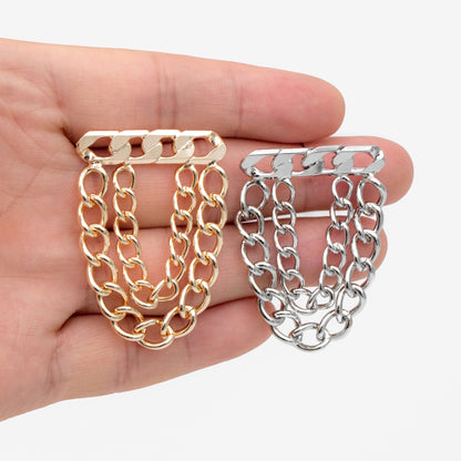 4pcs Gold/ Silver tone Chain Dangle Earrings, 18K Gold/ Rhodium plated Brass, Drop Earrings, Double Chain Earring (GB-4317)