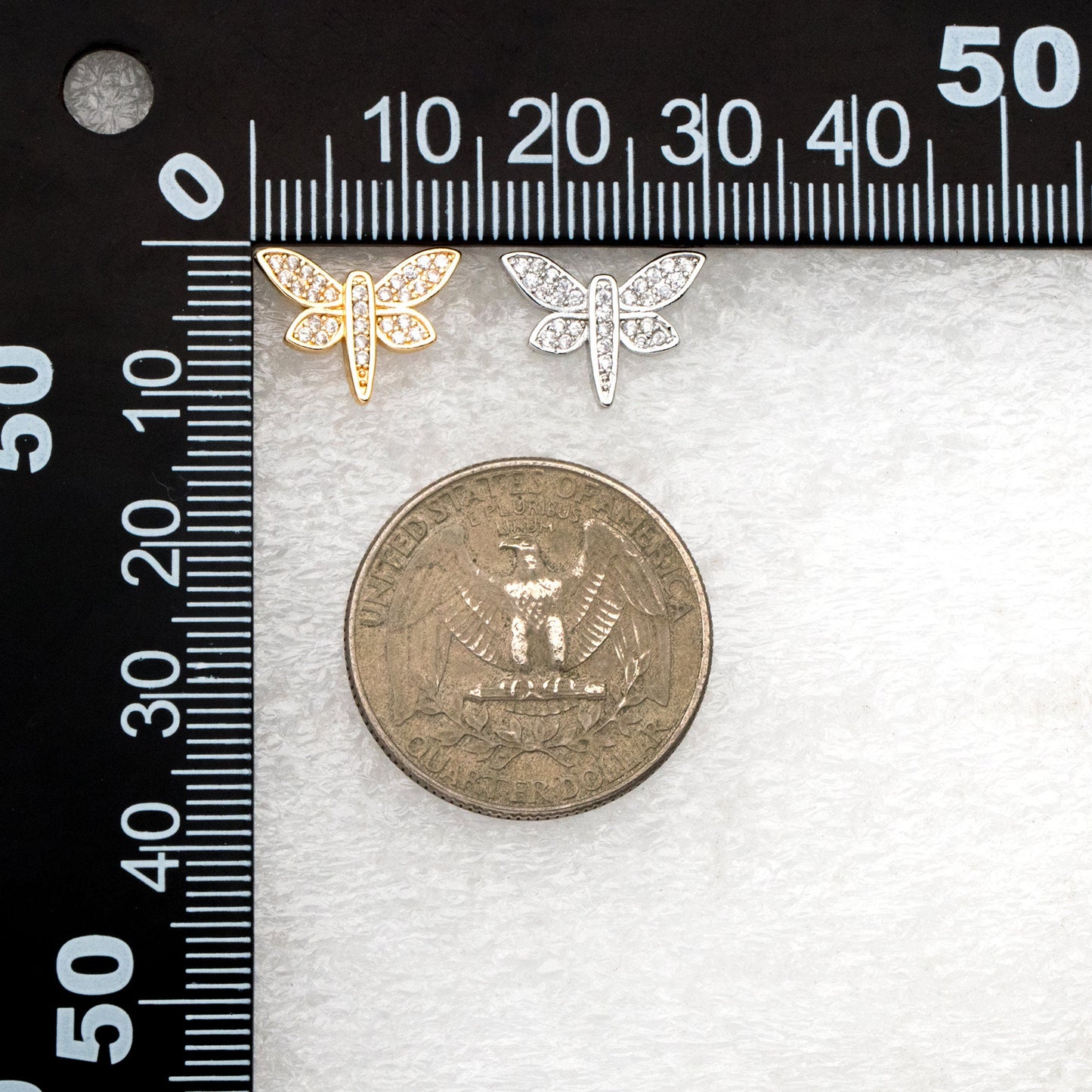 4pcs CZ Pave Gold/ Silver Dragonfly Earrings, Dianty Dragonfly Ear Studs, Jewelry Supplies (GB-4320)