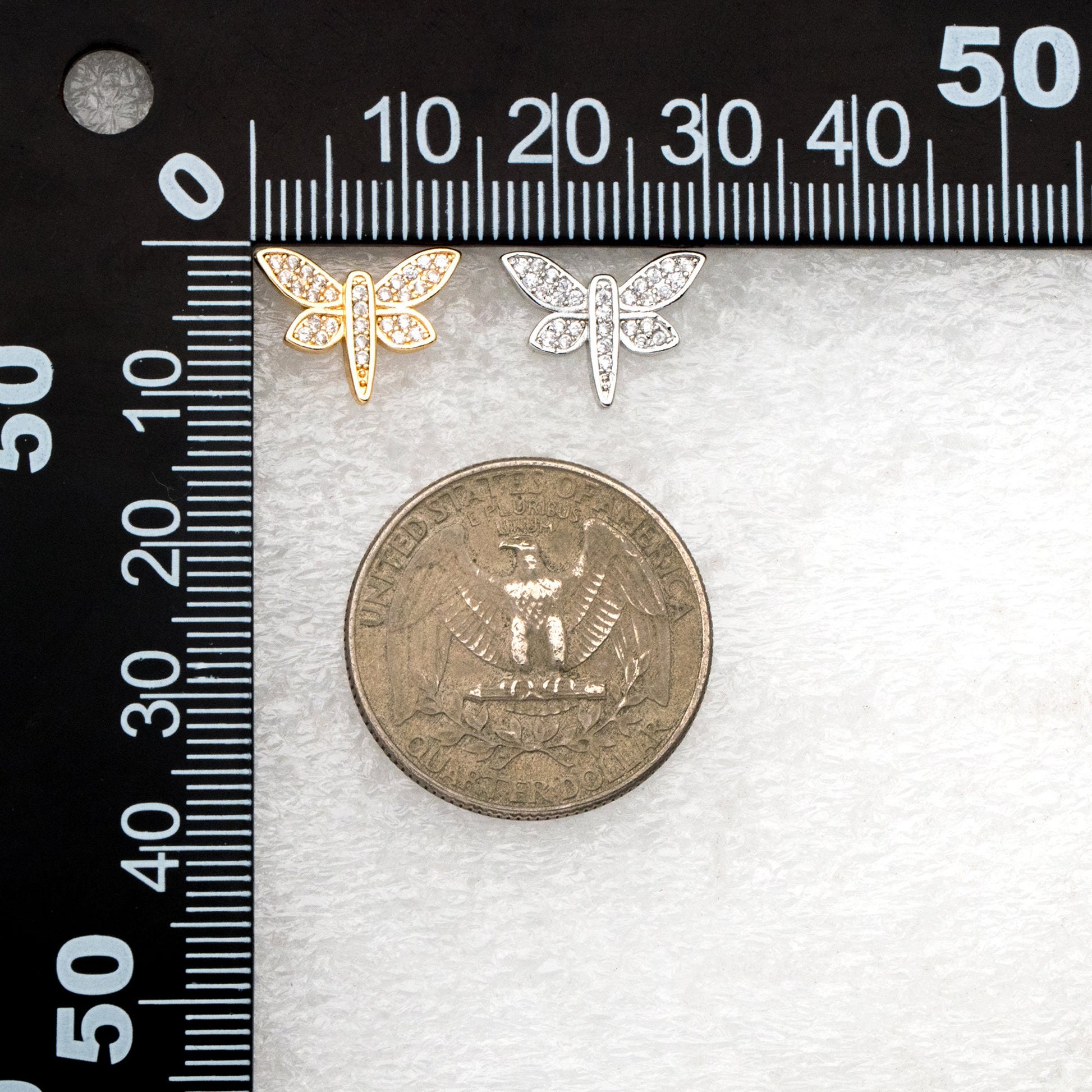 4pcs CZ Pave Gold/ Silver Dragonfly Earrings, Dianty Dragonfly Ear Studs, Jewelry Supplies (GB-4320)