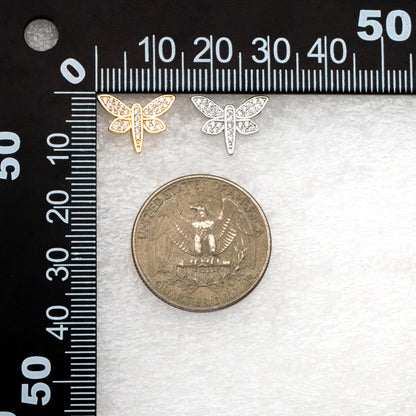 4pcs CZ Pave Gold/ Silver Dragonfly Earrings, Dianty Dragonfly Ear Studs, Jewelry Supplies (GB-4320)