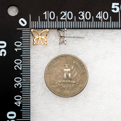 10pcs Gold/ Silver Butterfly Earrings, Gold/ Rhodium plated Brass, Dianty Butterfly Ear Studs, Jewelry Supplies (GB-4323)