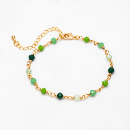 Gold Glass Rondelle Bead Chain 3.5mm, Finished Bracelet/ Anklet/ Necklace with Extender Chain, Ready to Wear (#LK-600)