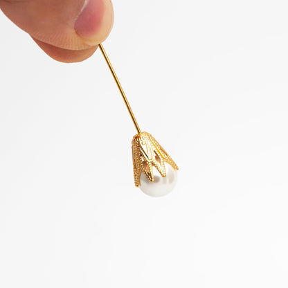 10pcs Gold Filigree Bead Caps 10x9mm, Fit 8-9mm Teardrop Beads, Gold plated Brass Floral Tassel Caps (GB-195)