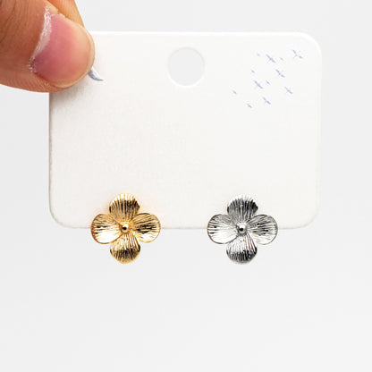 10pcs Gold/ Silver Flower Earring with Loop, 14mm, 18K Gold/ Rhodium plated Brass Floral Stud Earrings (GB-4278)