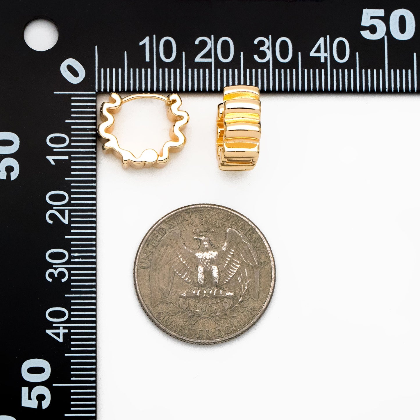 4pcs Gold/ Silver Wave Hoop Earrings, Gold/ Rhodium Plated Brass Huggie Earrings, Huggie Hoops (GB-4283)