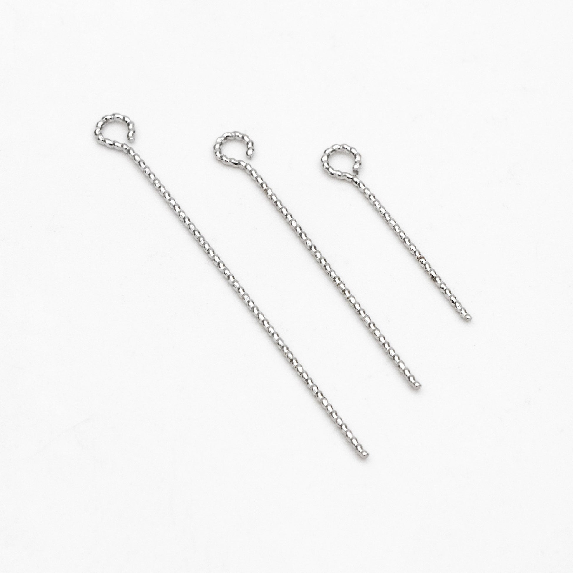 100pcs Gold/ Silver Tone Eye Pins, 20/ 30/ 40mm by 0.7mm, Gold/ Rhodium plated Brass Eyepins Wholesale (GB-1434)