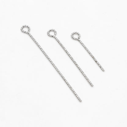 100pcs Gold/ Silver Tone Eye Pins, 20/ 30/ 40mm by 0.7mm, Gold/ Rhodium plated Brass Eyepins Wholesale (GB-1434)