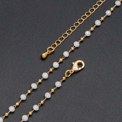 Gold Crystal Beaded Chains 3mm, Finished Bracelet/ Anklet/ Necklace with Extender Chain, Ready to Wear (#LK-200)
