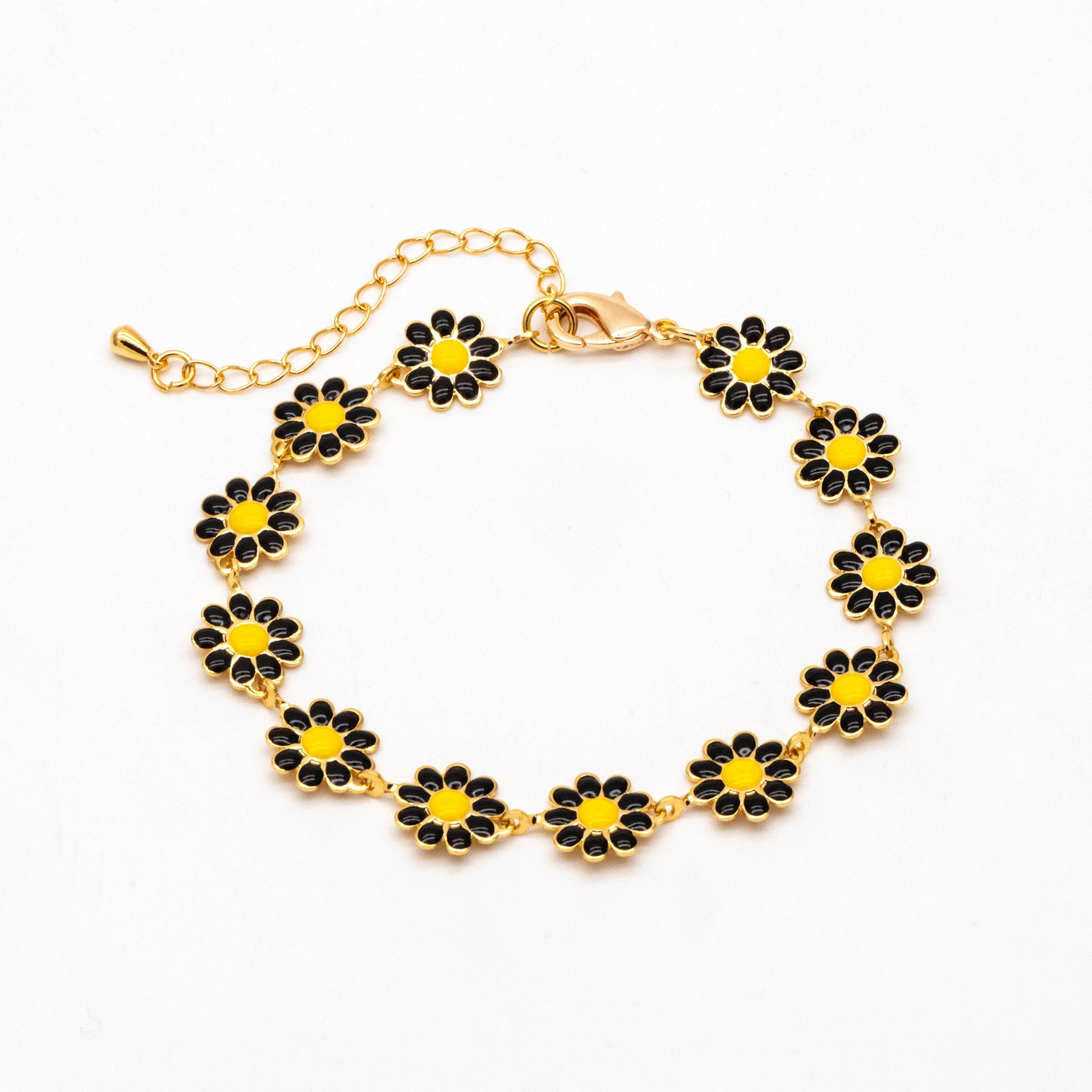 Gold plated Enamel Daisy Chain, Finished Bracelet/ Anklet/ Necklace with Extender Chain, Adjustable Rainbow Jewelry, Ready to Wear (#LK-580)