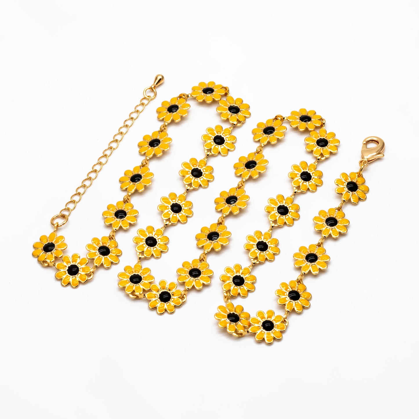 Gold plated Enamel Daisy Chain, Finished Bracelet/ Anklet/ Necklace with Extender Chain, Adjustable Rainbow Jewelry, Ready to Wear (#LK-580)