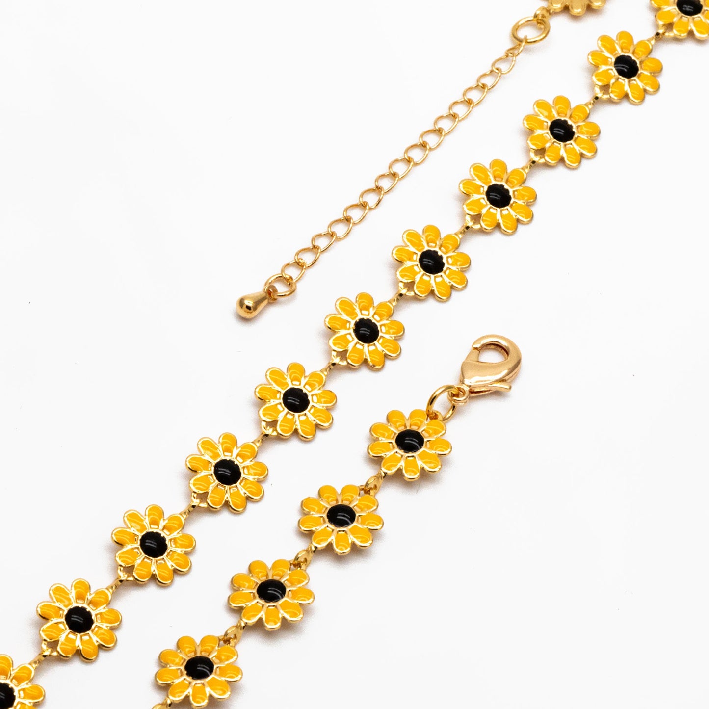Gold plated Enamel Daisy Chain, Finished Bracelet/ Anklet/ Necklace with Extender Chain, Adjustable Rainbow Jewelry, Ready to Wear (#LK-580)