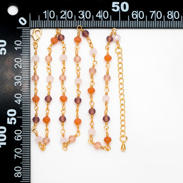 Gold Glass Rondelle Bead Chain 3.5mm, Finished Bracelet/ Anklet/ Necklace with Extender Chain, Ready to Wear (#LK-599)
