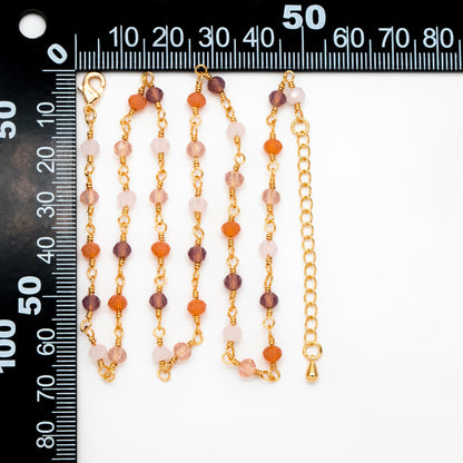 Gold Glass Rondelle Bead Chain 3.5mm, Finished Bracelet/ Anklet/ Necklace with Extender Chain, Ready to Wear (#LK-599)