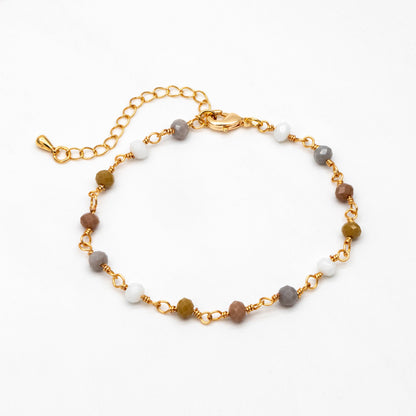 Gold Glass Rondelle Bead Chain 3.5mm, Finished Bracelet/ Anklet/ Necklace with Extender Chain, Ready to Wear (#LK-601)