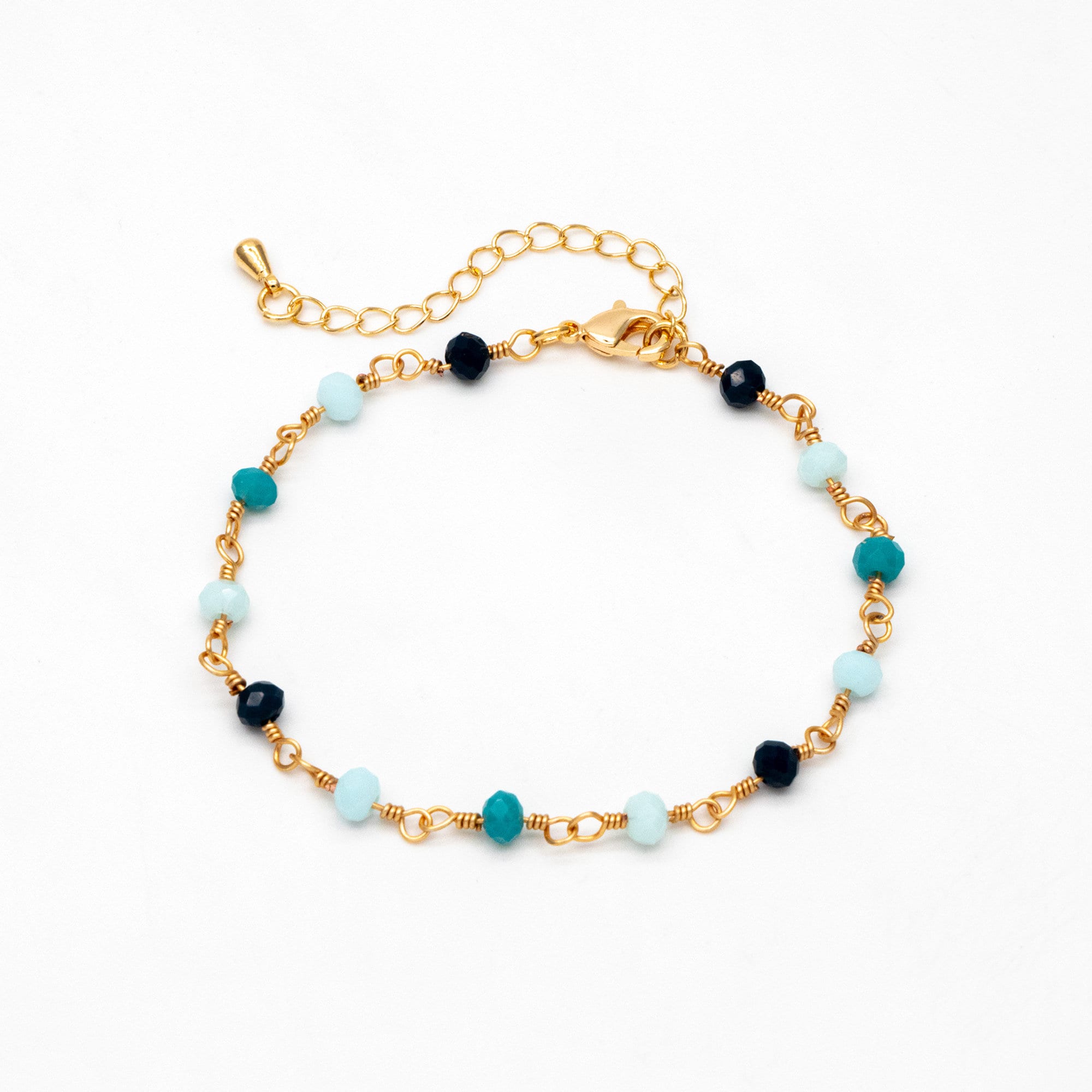 Gold Glass Rondelle Beaded Chain 3.5mm, Adjustable Bracelet/ Anklet/ Necklace, Ready to Wear (#LK-602)