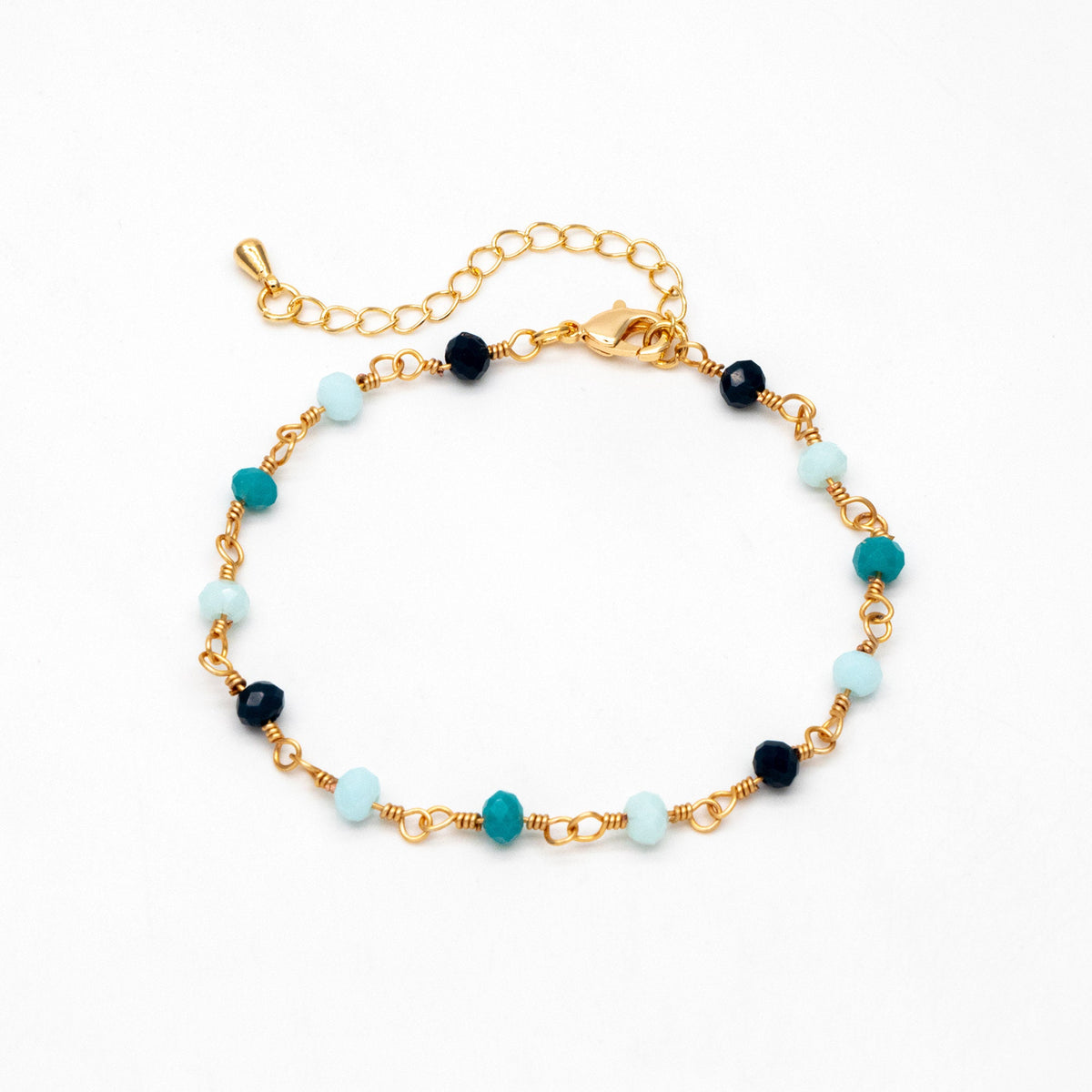 Gold Glass Rondelle Beaded Chain 3.5mm, Adjustable Bracelet/ Anklet/ Necklace, Ready to Wear (#LK-602)