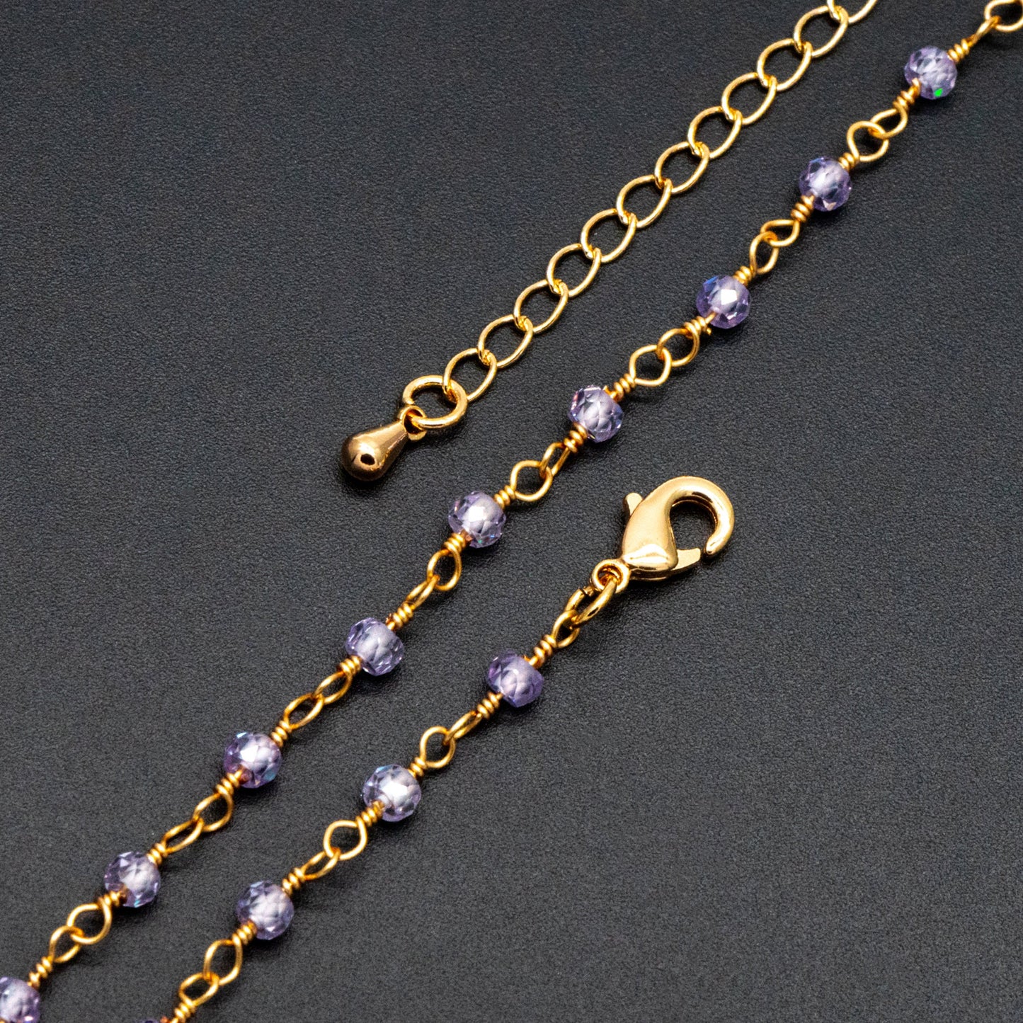 Roundlle Cubic Zirconia Finished Bracelet/ Anklet/ Necklace with Extender Chain, Ready to Wear (#LK-603)