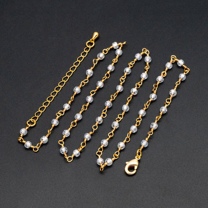 Roundlle Cubic Zirconia Finished Bracelet/ Anklet/ Necklace with Extender Chain, Ready to Wear (#LK-603)