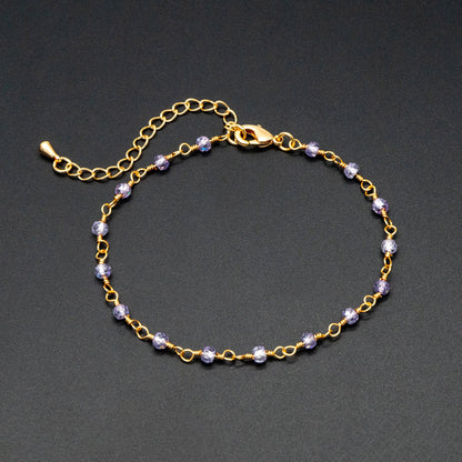 Roundlle Cubic Zirconia Finished Bracelet/ Anklet/ Necklace with Extender Chain, Ready to Wear (#LK-603)