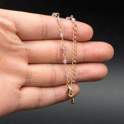 Roundlle Cubic Zirconia Finished Bracelet/ Anklet/ Necklace with Extender Chain, Ready to Wear (#LK-603)
