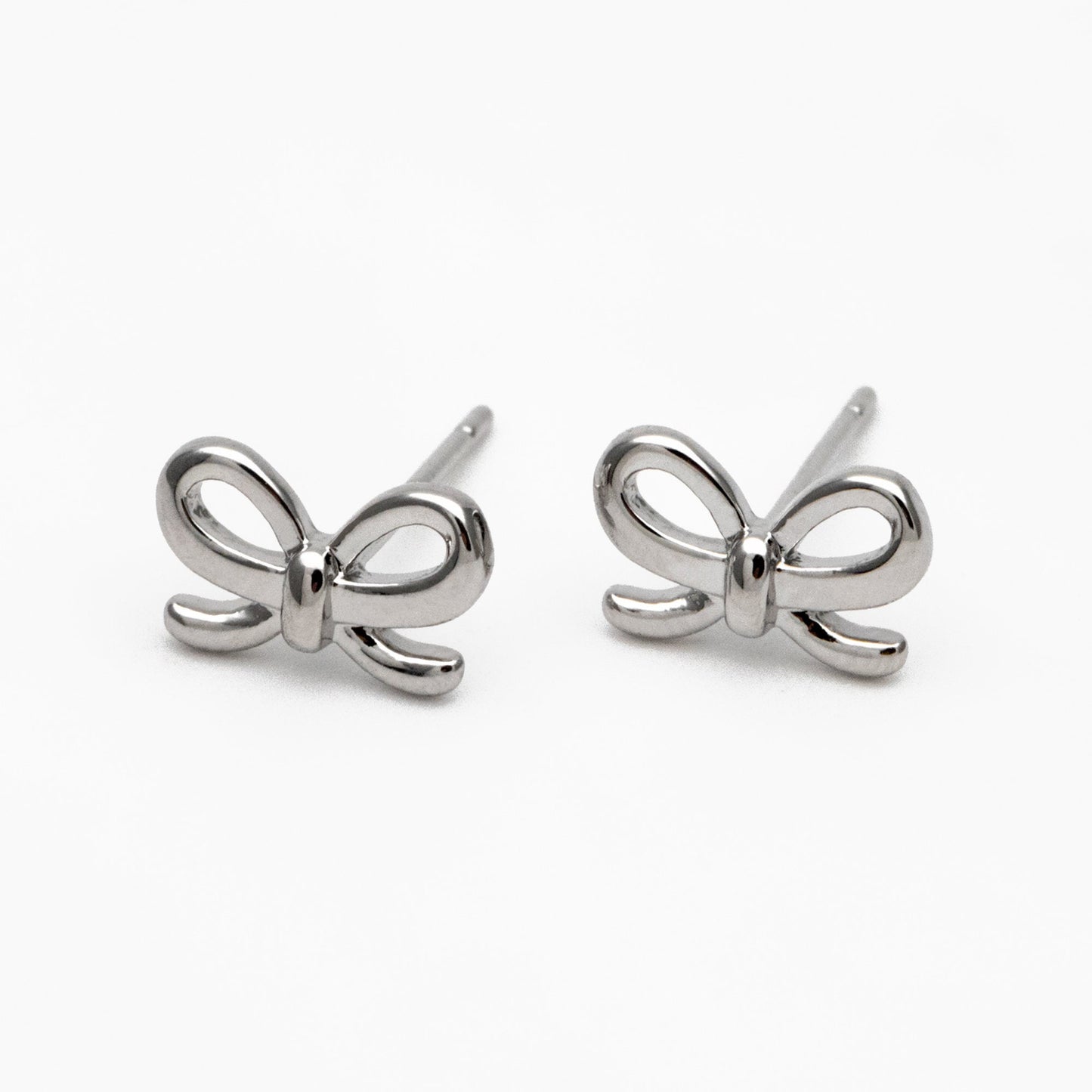 10pcs Gold/ Rhodium plated Brass Bowknot Ear Posts, Bow Knot Stud Earrings (GB-139-C)