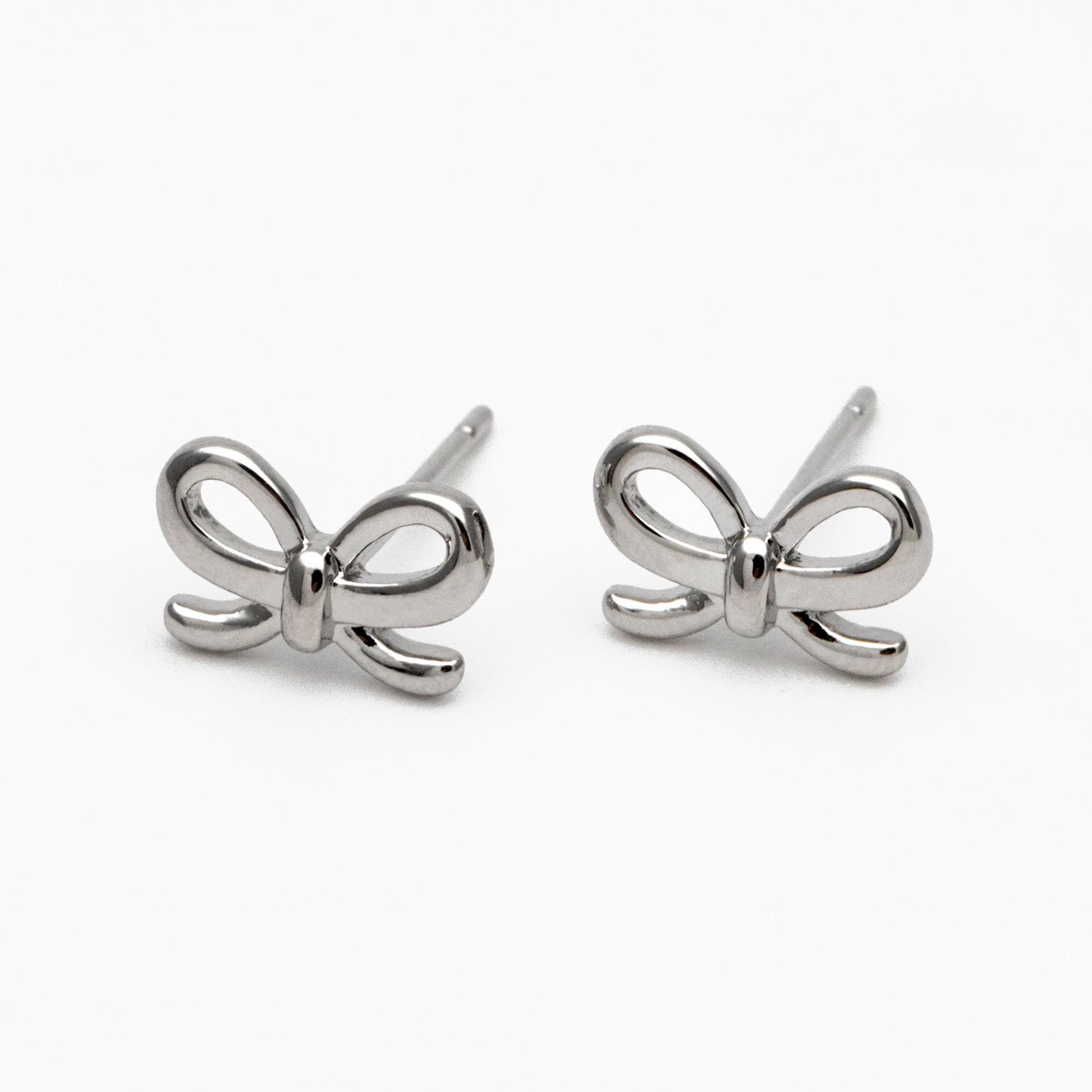 10pcs Gold/ Rhodium plated Brass Bowknot Ear Posts, Bow Knot Stud Earrings (GB-139-C)