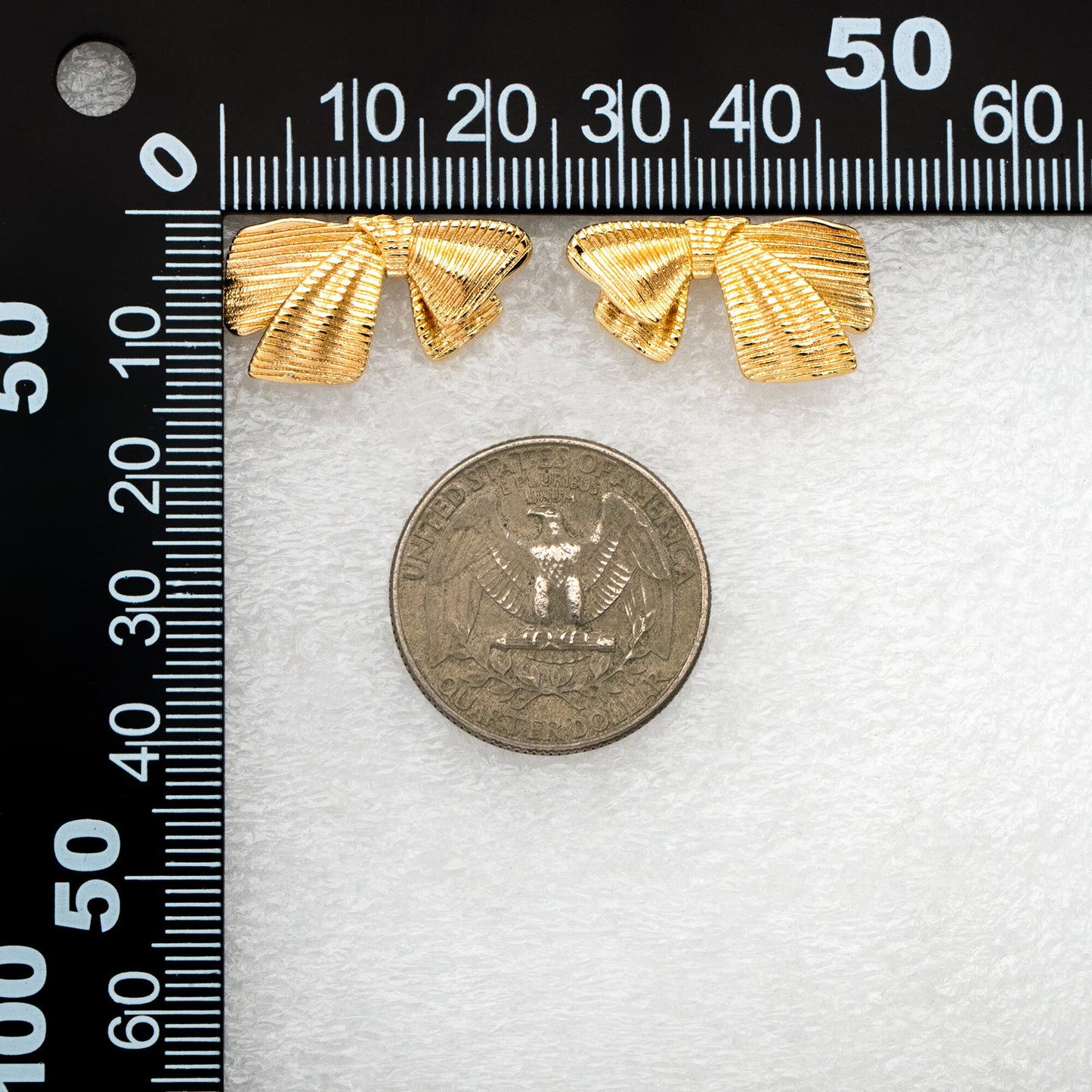 10pcs Gold Bowknot Earrings 23x13mm, 18K Real Gold plated Brass, Bow Knot Stud Earring (GB-4330)