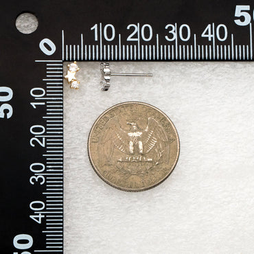 10pcs CZ Pave Gold/ Silver Tone Star Earrings, Gold/ Rhodium Plated Brass, Dainty Star Stud Earrings (GB-3041-I)