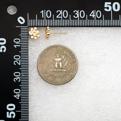 4pcs CZ Pave Gold Bubble Cluster Earrings 7x8mm, Gold Plated Brass Dainty Stud Earrings (GB-3671-F)