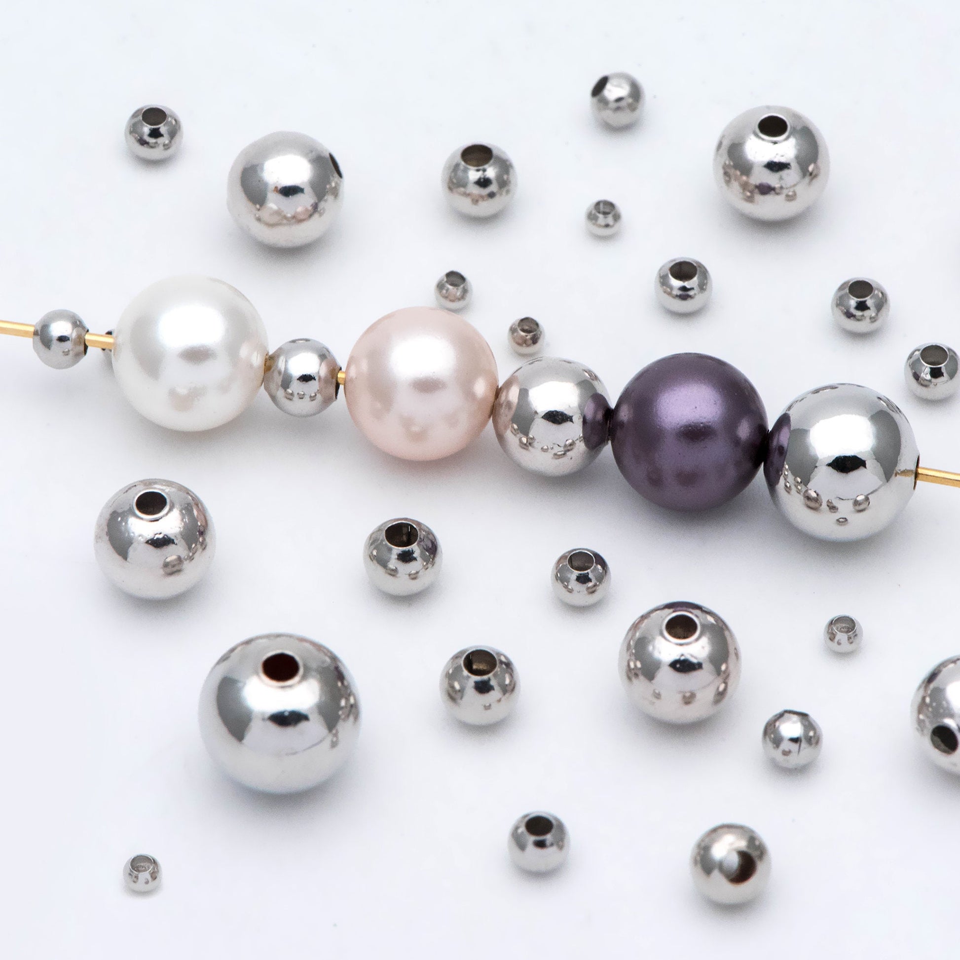 Gold/ Silver tone Smooth Round Spacer Beads, 2/ 3/ 4/ 6/ 7/ 8mm, Gold/ Rhodium plated Brass Spacers Wholesale, Lead Nickel Free (GB-019)