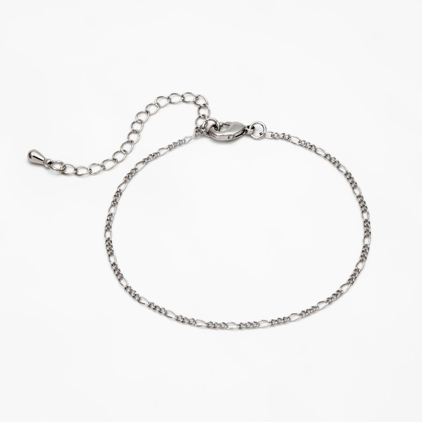 Gold/ Silver Tone Figaro Chains 1.6mm, Finished Bracelet/ Anklet/ Necklace with Extender Chain, Ready to Wear (#LK-168)