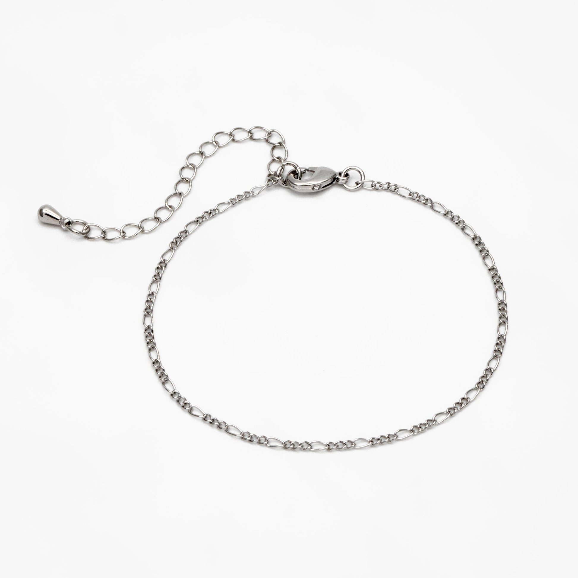 Gold/ Silver Tone Figaro Chains 1.6mm, Finished Bracelet/ Anklet/ Necklace with Extender Chain, Ready to Wear (#LK-168)