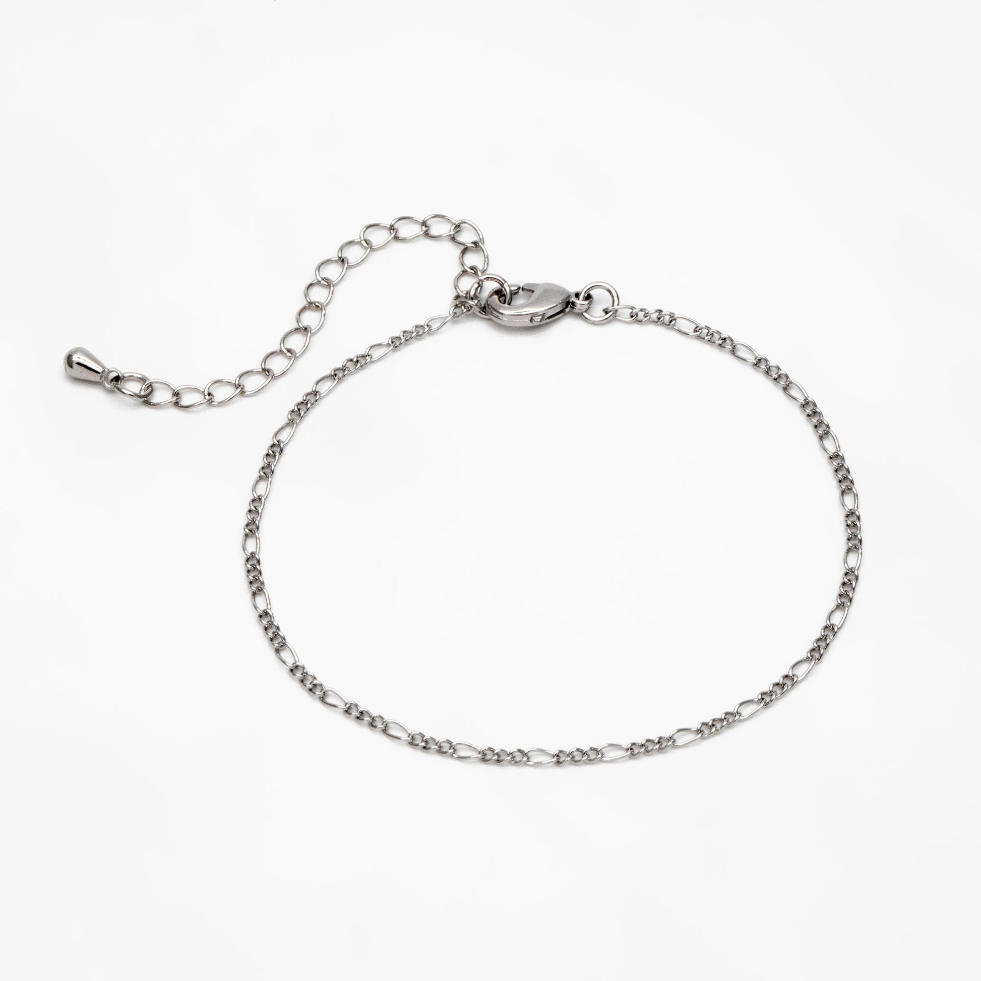 Gold/ Silver Tone Figaro Chains 1.6mm, Finished Bracelet/ Anklet/ Necklace with Extender Chain, Ready to Wear (#LK-168)