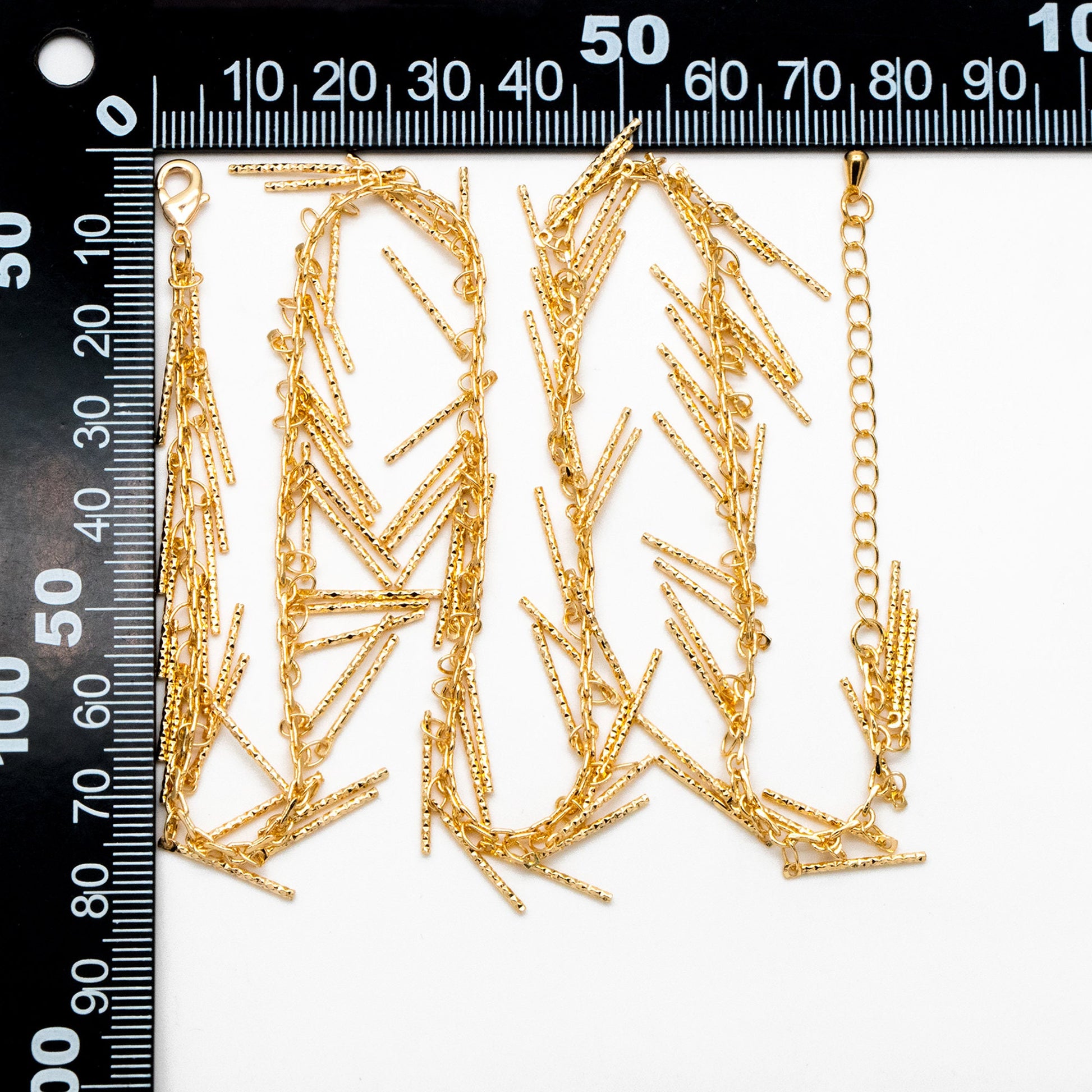 Gold/ Silver Stick Bar Bead Chains, Finished Bracelet/ Anklet/ Necklace with Extender Chain, Ready to Wear (#LK-194)