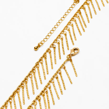 Gold/ Silver Stick Bar Bead Chains, Finished Bracelet/ Anklet/ Necklace with Extender Chain, Ready to Wear (#LK-194)
