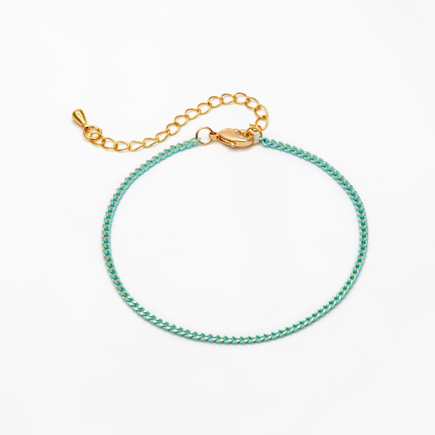 Multi Color Curb Chain: Brass Bracelet, Anklet, Necklace with Extender, Ready to Wear (#LK-258)